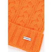 WITTCHEN - Dames Muts - Vlecht - Pompon - Oranje