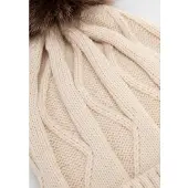 WITTCHEN - Dameshoed - Contrasterende Pompom - Crème Acryl - Fluffy Textuur