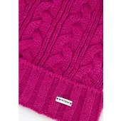 WITTCHEN Vrouwen - Pompon Hat - Fuchsia - Kabel Gebreid - Acryl