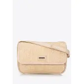 WITTCHEN Dames gevlochten crossbody tas met klep, klein, beige, polypropyleen
