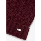 WITTCHEN - Dames Beanie - Vlecht en Pompom - Burgundy - Acrylic