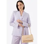 WITTCHEN Dames crossbody tas met gevlochten ketting, beige, polypropyleen