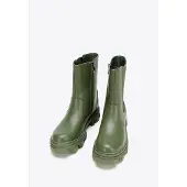 WITTCHEN Dames Leren Plateau Laarzen Groen Natuurlijk Leer