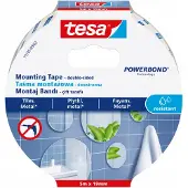 TESA Powerbond - Dubbelzijdige montageband - Waterbestendig - Voor tegels - Voor metaal - 5m x 19mm