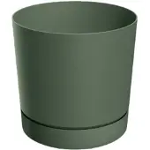 Prosperplast Tubo Serie - Bloempot met Onderzetter - 11 cm - Groen Pinie