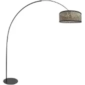 Steinhauer Vloerlamp Curve Zwart Met Rotan Kap Ø 50cm