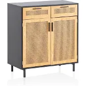 Wohnling Dressoir zwart rotan 80 cm breed