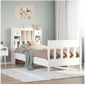 vidaXL Bedframe zonder matras massief grenenhout wit 90x200 cm