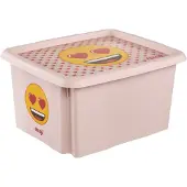 Keeeper opbergbox Karolina Emoji Hearts, 30 liter, roze, 35x45x27 cm