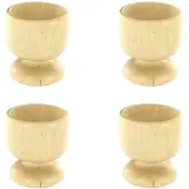 Fackelmann Set van 4 design eierdopjes van hout Wood Edition