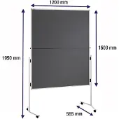 Franken Trainingsbord Dubbelzijdig Inklapbaar Mobiel ECO-UMTFG03R 120 (B) x 150 (H) cm Prikbord Blauw Vilt Oppervlak Vrijstaand