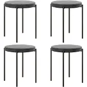 HOMCOM Set van 4 eetkamerstoelen, donkergrijs, geschikt voor eetkamer, keuken, metalen frame