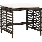 vidaXL 17-delige Tuinset met kussens poly rattan bruin