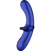 Shots Double Crystal - dubbele dildo - glas - blauw