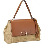 GUESS schoudertas Maggie Straw Flap Shoulder Bag Natural / Caramel bruine