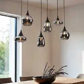LumenXL Zwarte hanglamp Loic met smoke glas, 6-lichts
