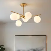 LumenXL Plafondlamp Venezia goud met melkglas, 6-lichts