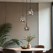 LumenXL Design hanglamp zwart met smoke glas, 3-lichts - Lainas