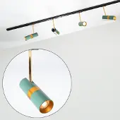 LumenXL 1-fase railsysteem set van 1,5 meter met Remi spots met blauw en goud