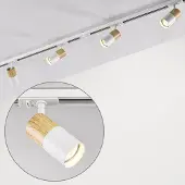 LumenXL 1-fase railsysteem set van 1,5 meter met Linn spots met eiken houtlook