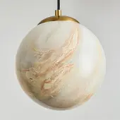 LumenXL 3-lichts hanglamp Tessra - marmerlook glas met messing goud