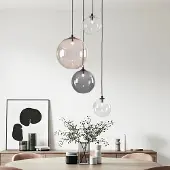 LumenXL 4-lichts design hanglamp Luminor met diverse glazen bollen