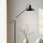 LumenXL Staande lamp Tom - zwart met bronzen details en kantelbare arm