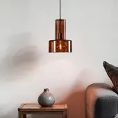 LumenXL Hanglamp Rurka - goud en bruin glas