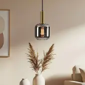 LumenXL Moderne zwart met gouden hanglamp met smoke glas - Appeso