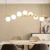 LumenXL Design hanglamp Atto goud met melkwit glas, 7-lichts