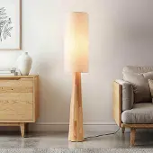 LumenXL Vloerlamp Haku met stoffen kap - hout en crème