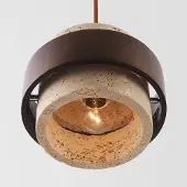 LumenXL Natuurlijke hanglamp Travé van travertin (natuursteen) en hout