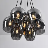 LumenXL 7-lichts zwarte hanglamp met rookglas - Ventura