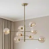 LumenXL Plafondlamp Oito goud met amber glas, 8-lichts
