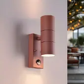 LumenXL Elegante 2-lichts roestbruine buitenlamp met sensor - Martina