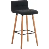 CLP Barkruk Lincoln, bekleed met stof, met houten frame en geïntegreerde voetsteun | Kleur: zwart