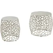 Wohnling Bijzettafelset zilver aluminium rond