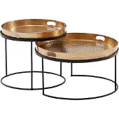 Wohnling Bijzettafelset metaal zwart rond 56 cm