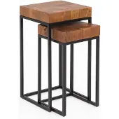 Wohnling Bijzettafelset sheeshamhout 2-delig 30x60 cm