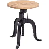 Wohnling Poef zwart acaciahout metaal 39 cm