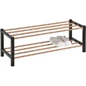 Idimex Schoenenrek WATERFORD met 2 planken, zwart gelakt en met houtdecor