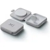 Xtorm 15W Opvouwbare Draadloze Oplader 2-in-1 - Geschikt voor iPhone, AirPods & Apple Watch - Stijlvol Ontwerp - Snelladen - Grijs