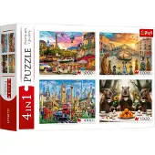 Trefl Puzzel: Gekleurde steden en waterschilders, 4x1000 stukjes