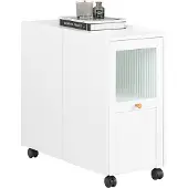 SoBuy FBT150-W Dossierkast Archiefwagen, Printerstandaard en Opbergrek voor Kantoor – Wit, 31 x 60 x 70 cm