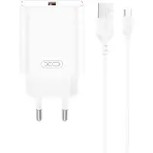 XO Netadapter Ce33 Qc 18W, 1x USB, Wit + USB-C Kabel
