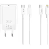 XO Netadapter Ce32, 20W, 1x USB-C, wit + USB-C kabel - USB-C