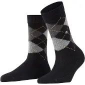 Burlington Whitby gedessineerd materiaal sokken dames zwart - maat 36-41