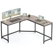 Vasagle L-vormig computerbureau, Greige gemêleerd + inktzwart