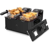 Aigostar Feast 30VDW - Dubbele frituurpan - 2x3 liter - 1800g friet Zwart
