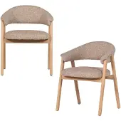 Woood Tunar Eetkamerstoel Met Armleuning - Hout - Naturel - Set van 2